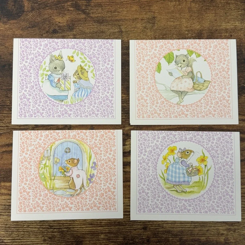 Vintage Current Note Cards Set of 12 Field Mouse Country 4 Designs Boxed 1980s